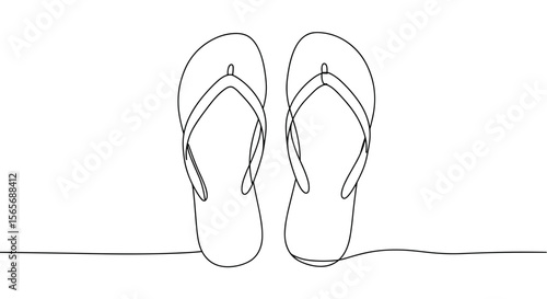 Line drawing of flip-flops on a sandy beach