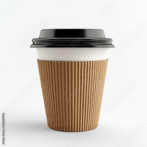 Wallpaper Mural Disposable coffee cup with black lid and brown corrugated sleeve isolated on white background Torontodigital.ca