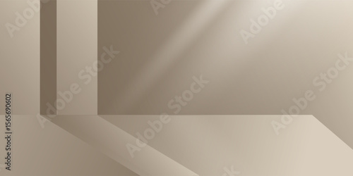 Background Beige Wall Studio Room with Light,Shadow on Table,Light Brown Backdrop for Spring,Summer product presentation,Empty 3D Display Room with Stand Concept for Web Banner in Autumn,Fall Season