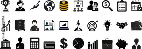 30 Business & Finance Vector Icons — Flat Style for Startup & Marketing

