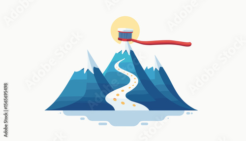 Toothbrush shaped like mountain path, effort for long-term reward