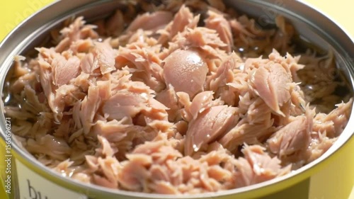 Bowl of tuna chunks representing canned food or healthy protein meal
