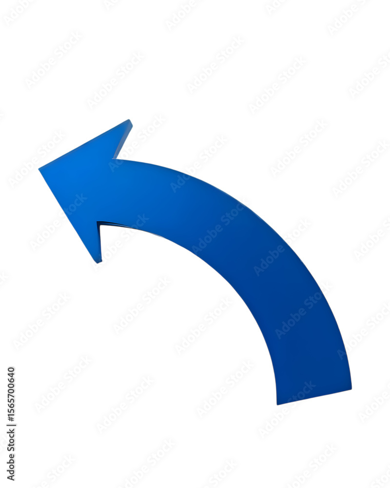 3D Blue Curved Arrow Isolated on Transparent 3D Blue Curved Arrow Isolated on Transparent