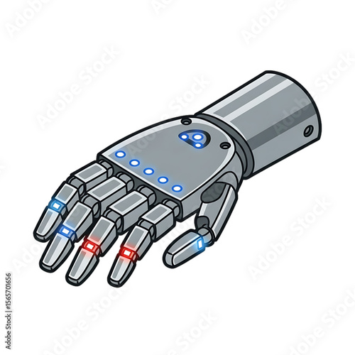 Robotic prosthetic hand with advanced sensors.