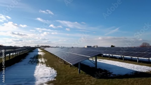 Wallpaper Mural Rows of solar panels in snowy green landscape Torontodigital.ca