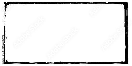 Abstract black grunge frame on a clean white background, created in vector style. The frame features rough.