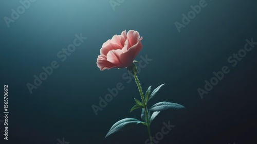 Single pink rose, dark background, studio shot,  floral design