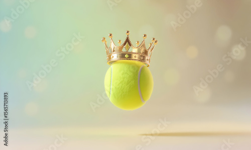Tennis ball with golden crown