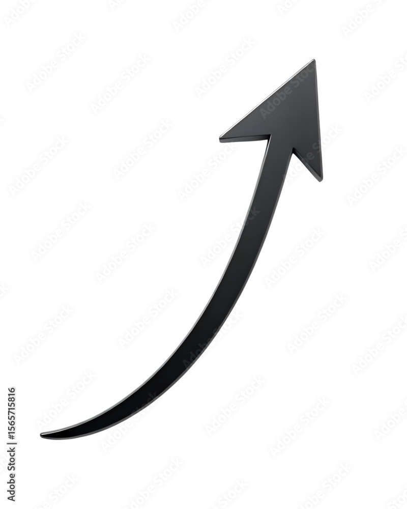 3D Black Curved Arrow Isolated on Transparent 3D Black Curved Arrow Isolated on Transparent