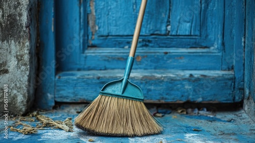 Wallpaper Mural Blue Door Broom Cleaning Scene Torontodigital.ca