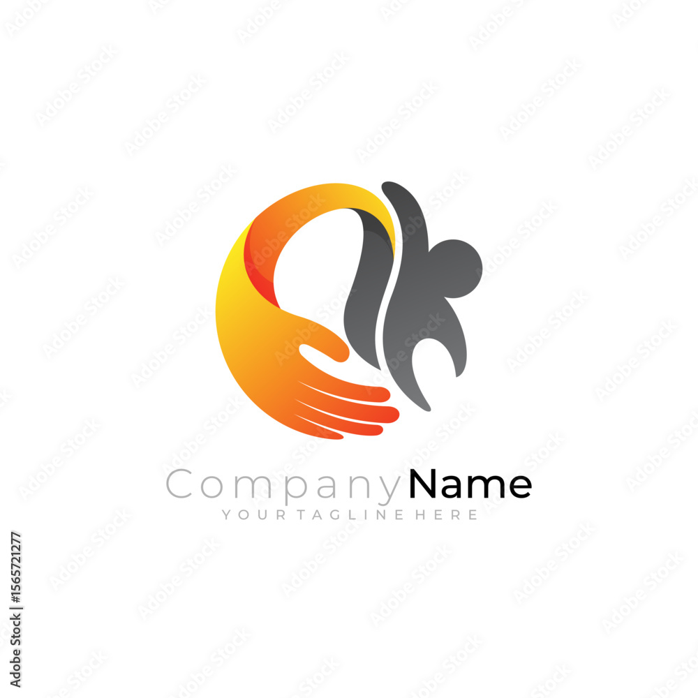Charity care logo with social design vector, hand care logos Charity care logo with social design vector, hand care logos