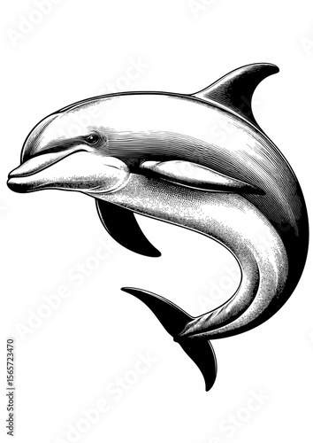 Detailed Vector Illustration of a Bottlenose Dolphin isolated on a transparent background
