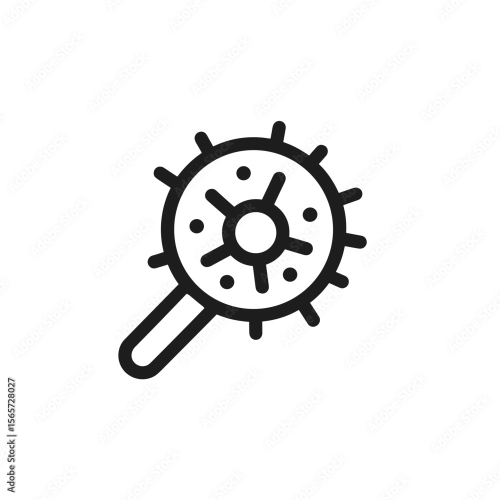 Obraz premium Magnified virus icon with circular structure and microscope view