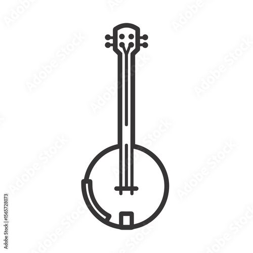Banjo musical instrument icon in clean outline minimal style
