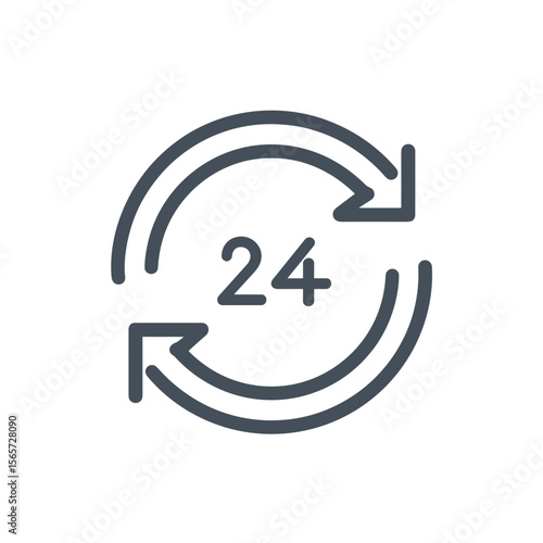 24 hour cycle icon with arrows

