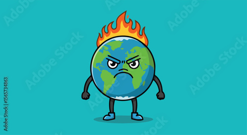 Angry Earth on Fire, Global Warming Concept

