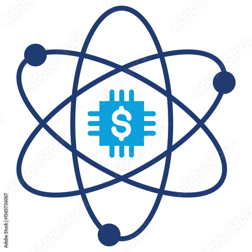 Quantum Computing Flat Blue Icon