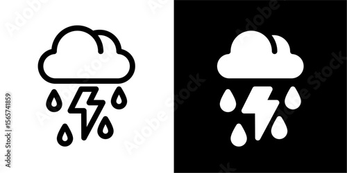Rain & Lightning Icon: Symbolizing Thunderstorms, Severe Weather & Electrical Storms