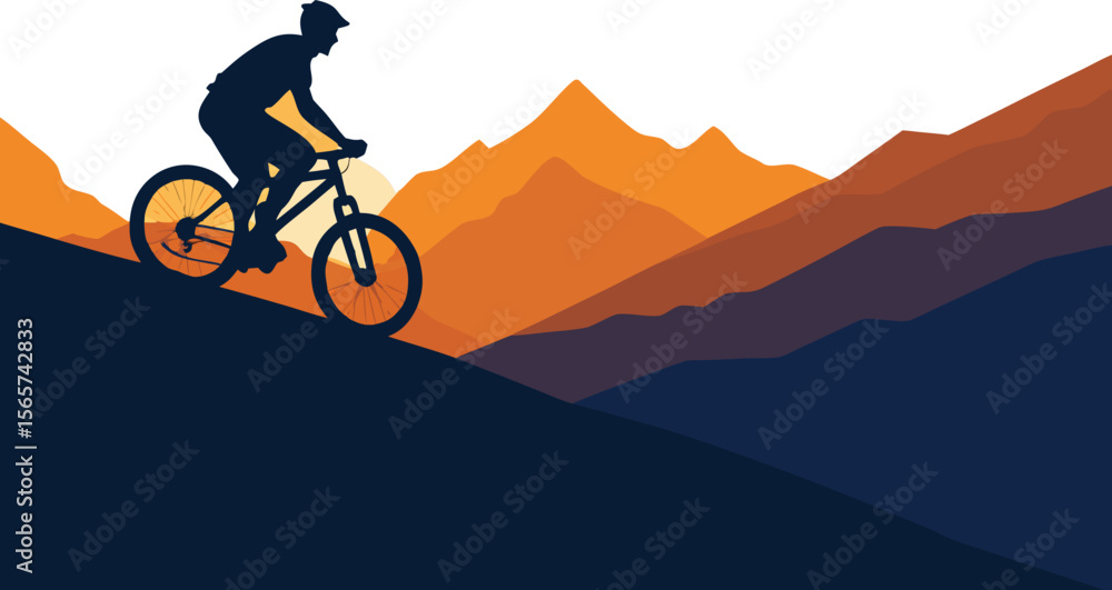 Obraz premium silhouette-of-a-mountain-biker--active-outdoor-lif (1)_processed.eps