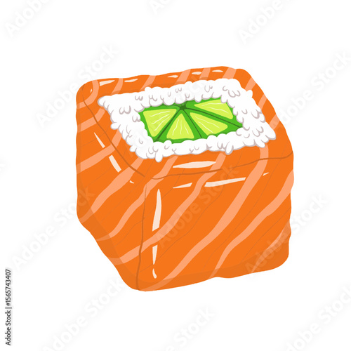 Salmon and Lime Uramaki Sushi Illustration