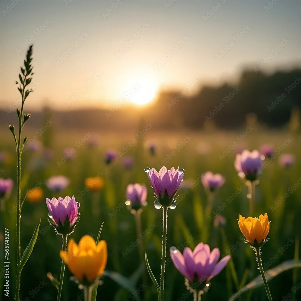 Fototapeta premium sunset over the field