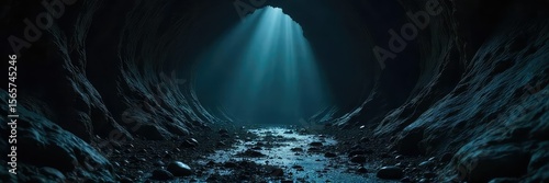 Mysterious dark subterranean scene, textured black background with subtle shadows and hints of unseen depth Ideal for gothic, fantasy, horror, and mystery themes , obscure, cavern