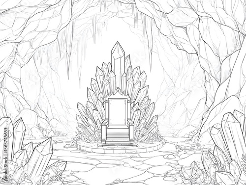 Wallpaper Mural A majestic throne of sparkling crystals beckons within a mysterious cave, a captivating artwork of fantasy and wonder. Torontodigital.ca