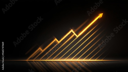 Wallpaper Mural Business growth Illuminated golden arrow rises on black background for financial analysis Torontodigital.ca