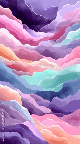Fluid pastel landscape with layered smudged strokes in purple, pink, and teal tones, symbolizing self-love, body positivity, and cultural pride.