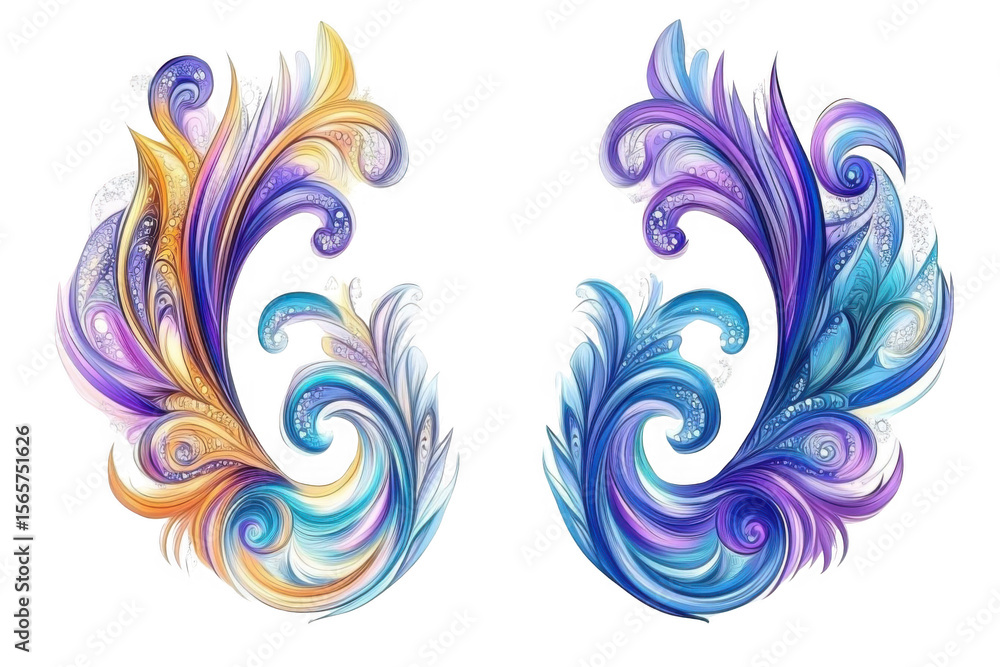 Fototapeta premium Discover Abstract Fluid Art Designs, Colorful Ornament Illustration with Dreamy Swirl