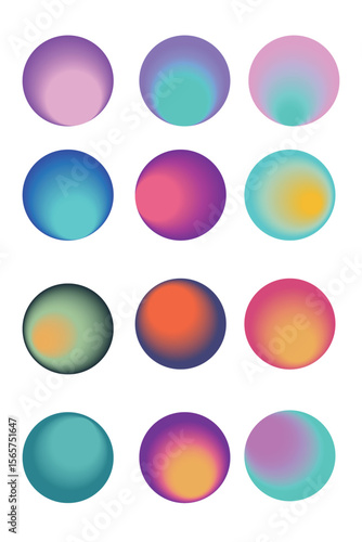 Vectores circulares con dregradado interior con dos colores  