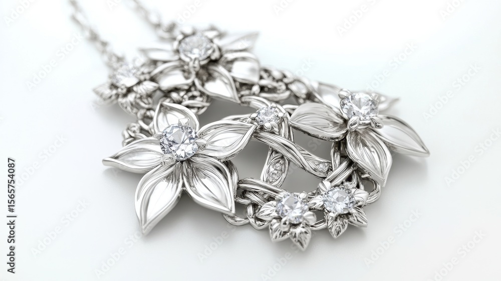 Fototapeta premium Ornate floral necklace with sparkling gems.