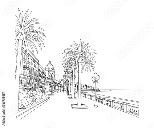 Line Art of La Croisette, Cannes