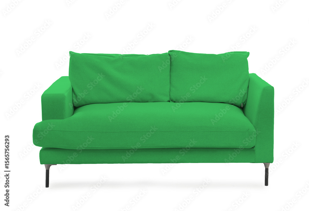 Naklejka premium Green sofa isolated on white. Furniture for living room interior