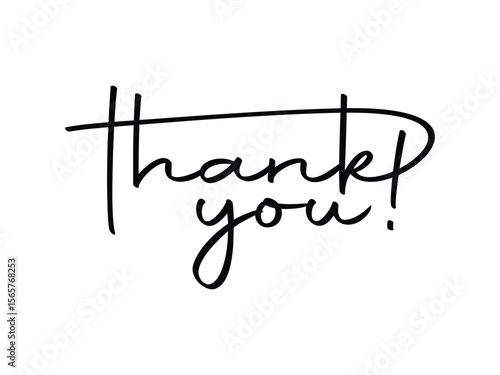 Thank You hand lettering, Greeting card calligraphy thank you, vector, isolated on transparent background