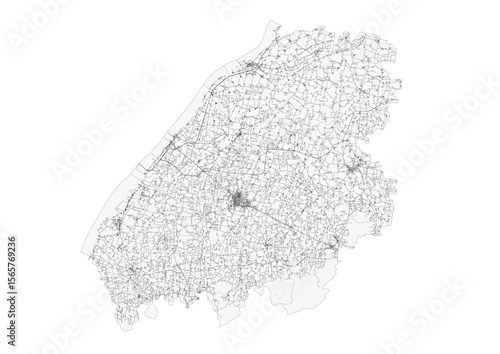 Vector map of Aurangabad, India, specifically highlighting its extensive highway network. The focus is on the intricate road infrastructure within the city's urban landscape