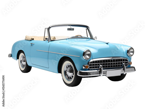 Lightblue vintage convertible car suitable for travel, transportation, retro concepts for advertising, marketing materials, or blog posts on automotive history.