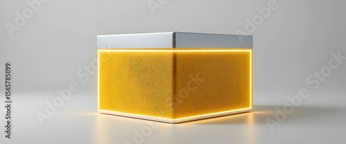 Minimalist Mustard Yellow Gift Box with Silver Lid and Neon Highlights