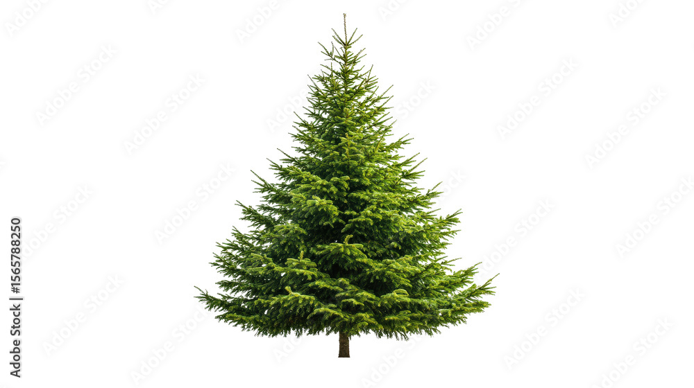 Fototapeta premium Fir tree with cone shape, Transparent background, PNG file