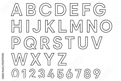 line typeface design featuring uppercase letters and numbers in a well structured grid layout, ideal for graphic design