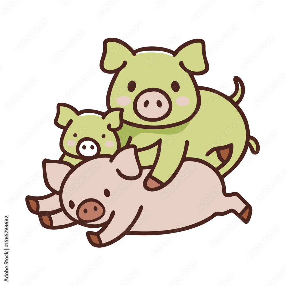 Naklejka premium pig family