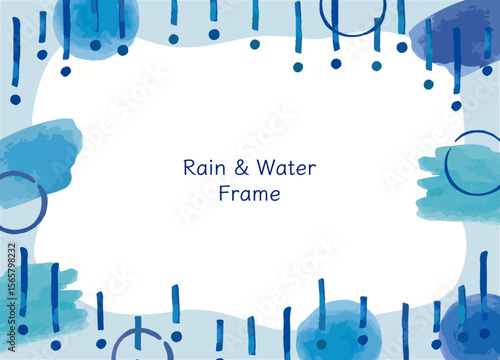 水彩で描いたナチュラルな雨や水のベクターイラストフレーム素材