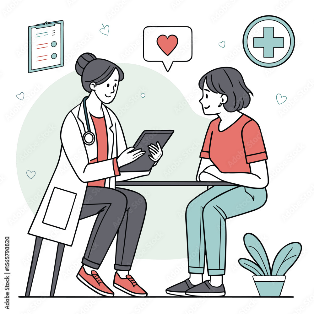 Doctor and patient consultation flat vector Doctor and patient consultation flat vector