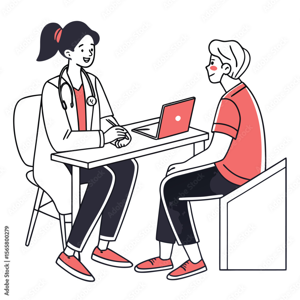 Doctor and patient consultation flat vector Doctor and patient consultation flat vector