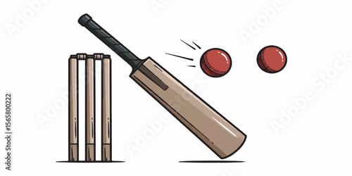 Cricket Equipment Vector Illustration with Clean Design