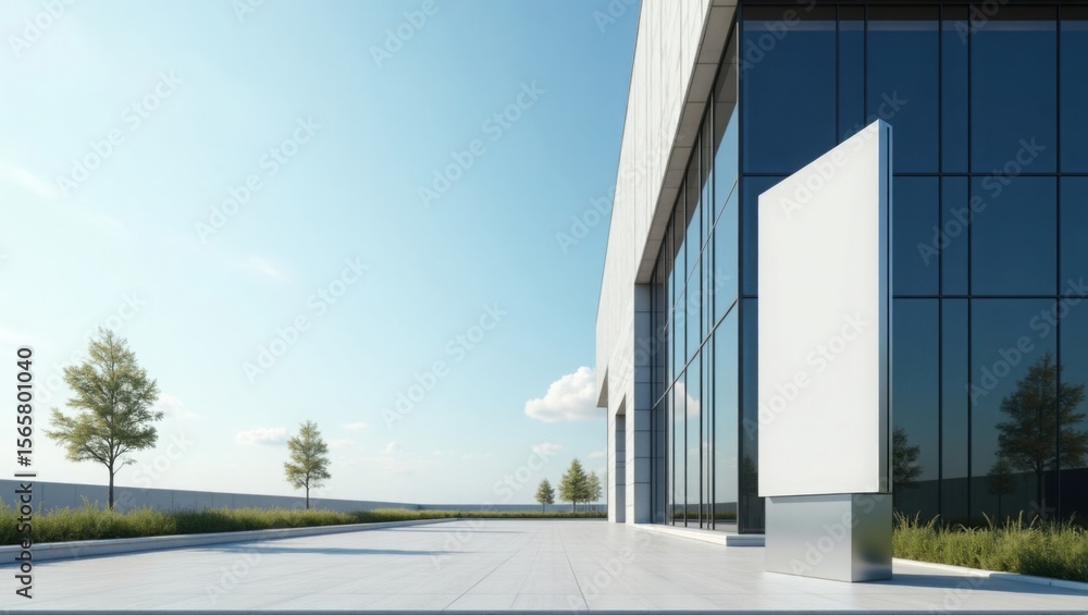 Fototapeta premium Modern Architectural Design Sleek Glass and Concrete Building Exterior