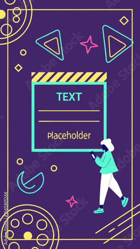 Modern Neon Video Template for Social Media with Text Area and Face Placeholder