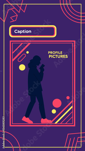 Modern Neon Video Template for Social Media with Text Area and Face Placeholder
