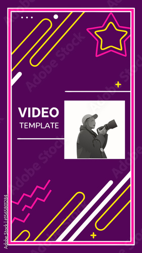 Modern Neon Video Template for Social Media with Text Area and Face Placeholder