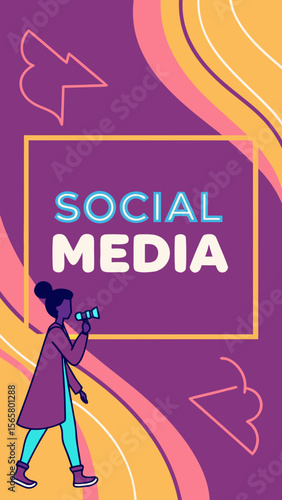 Modern Neon Video Template for Social Media with Text Area and Face Placeholder
